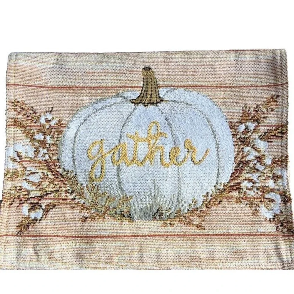 Thanksgiving Table Runner Gather Pumpkin Pumpkins 13x72